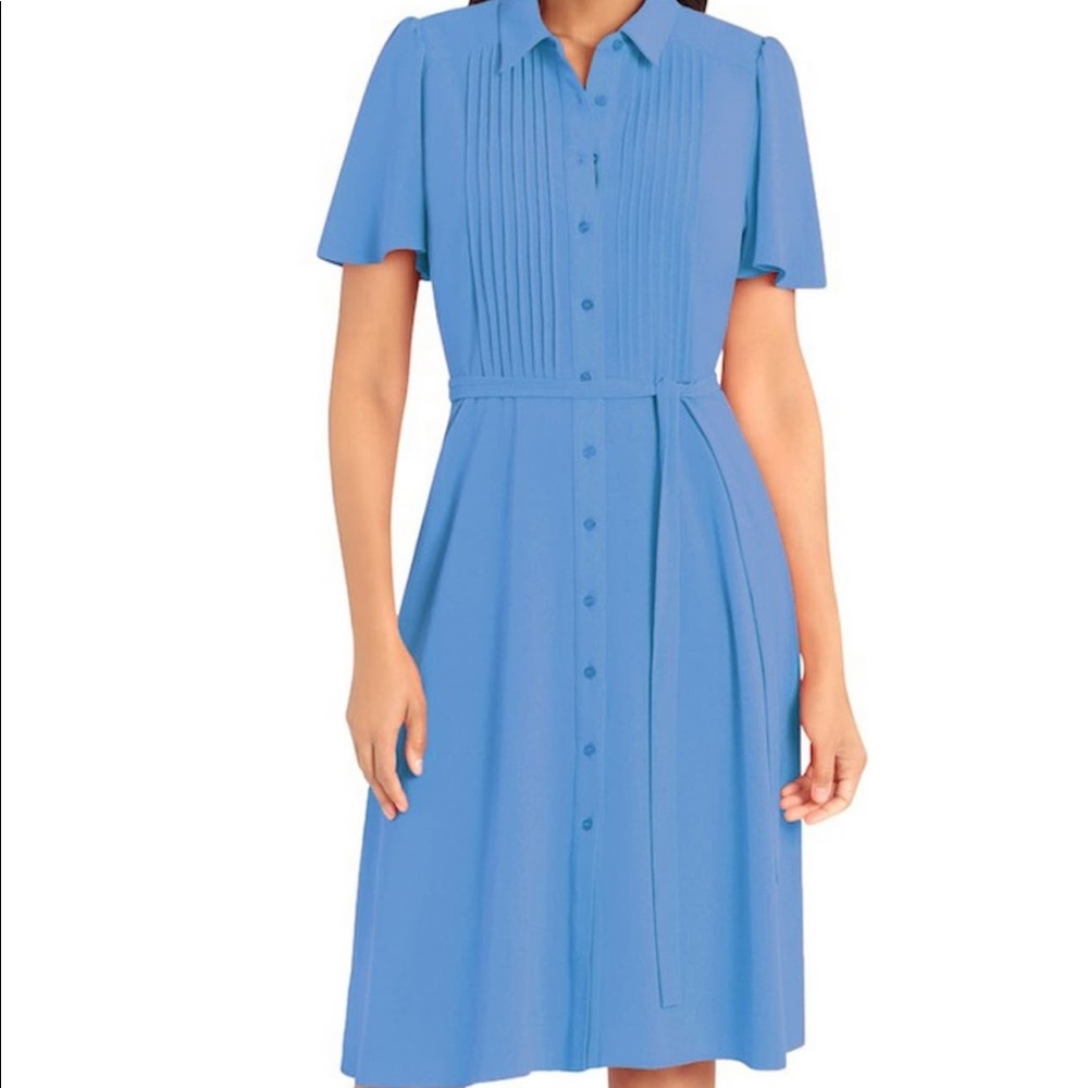 Pintuck Detail Midi Shirt Dress